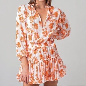 Misa Los Angeles Lorena Floral Feminine Romantic Ruffles Mini Dress Women Size L